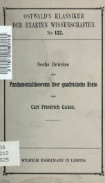 Sechs Beweise des Fundamentaltheorems über quadratische Reste. Hrsg. von Eugen Netto_cover