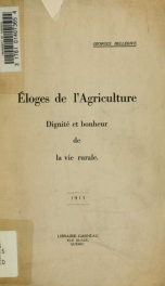 Éloges de l'agriculture : dignité et bonheur de la vie rurale_cover