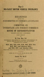 No-fault motor vehicle insurance. Hearings, Ninety-second Congress, first session .. pt. 3_cover