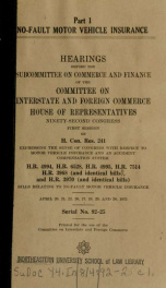 No-fault motor vehicle insurance. Hearings, Ninety-second Congress, first session .. pt. 1_cover