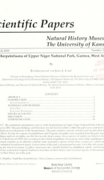 The herpetofauna of Upper Niger National Park, Guinea, West Africa_cover