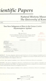 Two new subgenera of bees in the genus Centris (Hymenoptera: Apidae)_cover