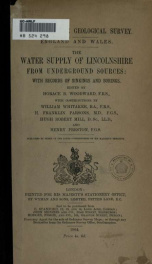 The water supply of Lincolnshire from underground sources: with records of sinkings and borings_cover