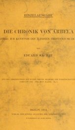 Die Chronik von Arbela, ein Beitrag zur Kenntnis des ältesten Christentums im Orient_cover