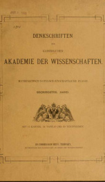 Denkschriften der Kaiserlichen Akademie der Wissenschaften, Mathematisch-Naturwissenschaftliche Classe 60_cover