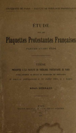 Étude sur les plaquettes protestantes françaises parues avant 1534_cover