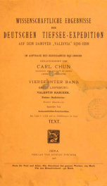 Wissenschaftliche Ergebnisse der Deutschen Tiefsee-Expedition auf dem Dampfer "Valdivia" 1898-1899 14, L. 1, Text_cover