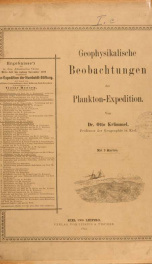 Ergebnisse der in dem Atlantischen Ocean von Mitte Juli bis Anfang November 1889 ausgeführten Plankton-Expedition der Humboldt-Stiftung. Auf Frund von gemeinschaftlichen Untersuchungen einer Reihe von Fach-Forschern Bd.1.C_cover