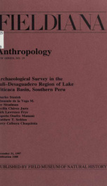 Archaeological survey in the Juli-Desaguadero region of Lake Titicaca Basin, Southern Peru Fieldiana, Anthropology, new series, no.29_cover