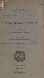 The Oraibi Soyal ceremony Fieldiana, Anthropology, v. 3, no.1_cover