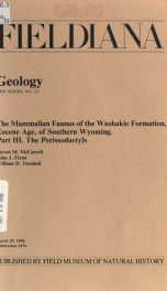 The mammalian faunas of the Washakie Formation, Eocene age, of southern Wyoming Fieldiana, Geology, new series, no. 33_cover