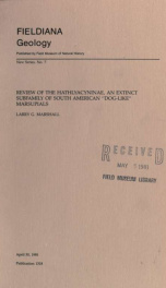 Review of the Hathlyacyninae, an extinct subfamily of South American "dog-like" marsupials Fieldiana, Geology, new series, no. 7_cover