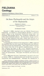 On some phyllocarids and the origin of the Hoplocarida Fieldiana, Geology, Vol.26, No.2_cover