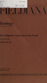 The millipede collections of the world Fieldiana Zoology new series, no.103_cover