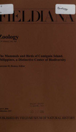 The Mammals and birds of Camiguin Island, Philippines, a distinctive center of biodiversity Fieldiana Zoology new series, no.106_cover