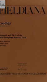Mammals and birds of the Manu Biosphere Reserve, Peru Fieldiana Zoology new series, no.110_cover