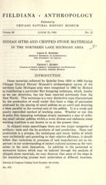 Indian sites and chipped stone materials in the northern Lake Michigan area Fieldiana, Anthropology, v.36, no.12_cover