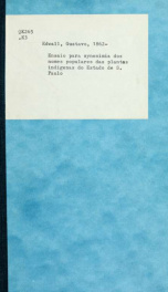 Ensaio para uma synonimia dos nomes populares das plantas indigenas do Estado de S. Paulo_cover