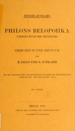 Philons Belopoiika; viertes Buch der Mechanik. Griechisch und deutsch von H. Diels und E. Schramm_cover