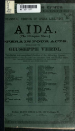 Aïda [The Ethiopian Slave] Opera in four acts .._cover