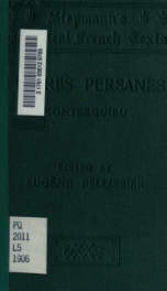 Lettres persanes. Adapted and edited by Eugène Pellissier_cover