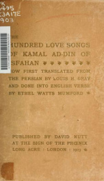The hundred love songs of Kamal ad-Din of Isafahan;_cover