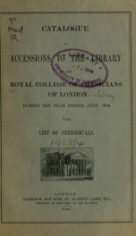 Catalogue of accessions ... with list of periodicals 1904_cover