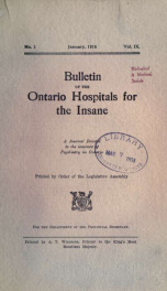 Bulletin of the Ontario Hospitals for the Insane 9, no.2_cover