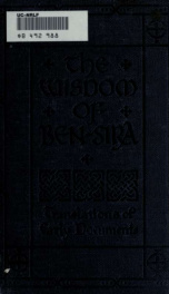 The wisdom of Ben-Sira (Ecclesiasticus)_cover