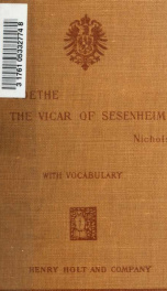 The vicar of Sesenheim : extracts from Books IX-XII of Goethe's Dichtung und Wahrheit_cover