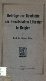 Beiträge zur Geschichte der französischen Literatur in Belgien_cover