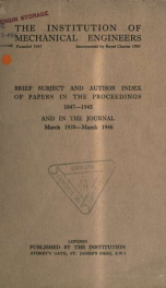 Proceedings. Brief subject and author Index 1847-1945_cover