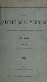 Das aegyptische Verbum im altaegyptischen neuaegyptischen und koptischen 01_cover
