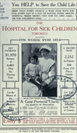 Report - Hospital for Sick Children 1914_cover