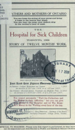 Report - Hospital for Sick Children 1908_cover