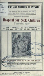 Report - Hospital for Sick Children 1906_cover