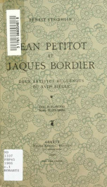 Jean Petitot et Jaques Bordier : deux artistes Huguenots du XVIIme siècle_cover