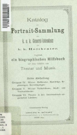 Katalog der Portrait-Sammlung der k.u.k. General-Intendanz der k.k. Hoftheater : zugleich ein biographisches Hilfsbuch auf dem Gebiet von Theater und Musik 03_cover