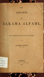 Die Gedichte des 'Alkama Alfahl. Mit Anmerkungen hrsg. von Albert Socin_cover