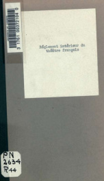 Réglement intérieur du théâtre français_cover