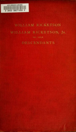 William Ricketson, William Ricketson, jr., and their descendants_cover