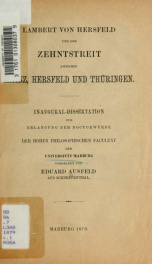 Lambert von Hersfeld und der Zehntstreit zwischen Mainz, Hersfeld und Thüringen_cover