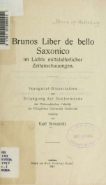 Brunos Liber de bello Saxonico im Lichte mittelalterlicher Zeitanschauugen_cover