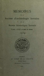 Mémoires de la Société d'archéologie lorraine et du Musée historique lorrain 72_cover