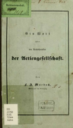 Ein Wort über den Rechtscharakter der Aktiengesellschaft_cover