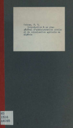 Introduction à un plan général d'administration civile et de colonisation agricole en Algérie_cover