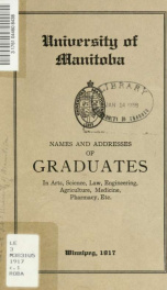 Names and addresses of graduates in Arts, Science, Law, Engineering, Agriculture, Medicine, Pharmacy, etc_cover