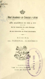 Nómina del personal académico y anuario de la corporación 1920-21_cover