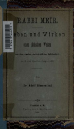 Rabbi Meir: Leben und Wirken eines jüdischen Weisen aus dem zweiten nachchristlichen Jahrhundert, nach den Quellen dargestellt_cover