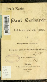 Paul Gerhardt; sein Leben und seine Lieder. Eine Jubiläumsgabe. Preisgekrönte Festschrift der Allgemeinen Evangelisch-Lutherischen Konferenz_cover